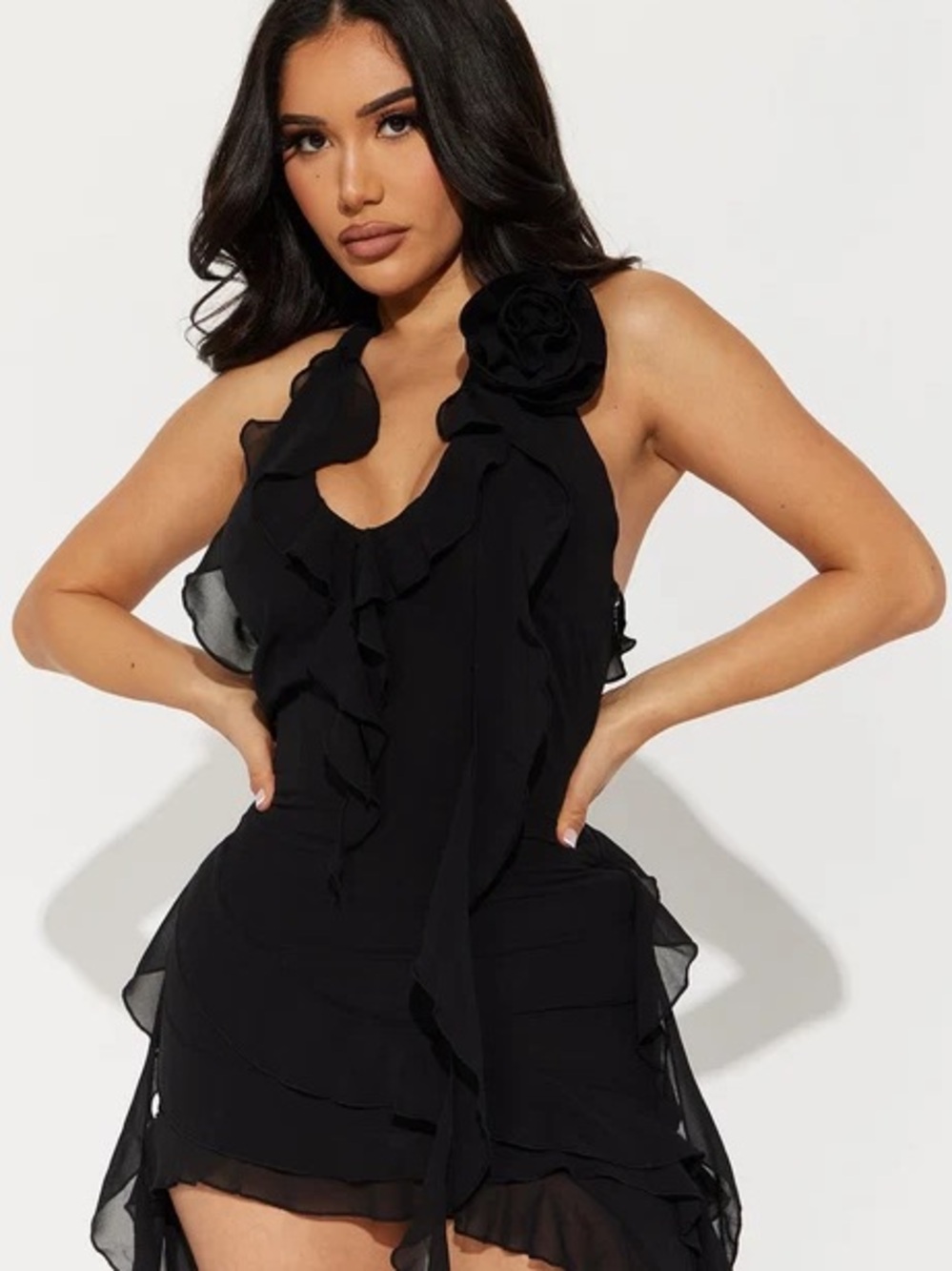 Ruffles and Roses Mini Dress - Picture 3 of 3